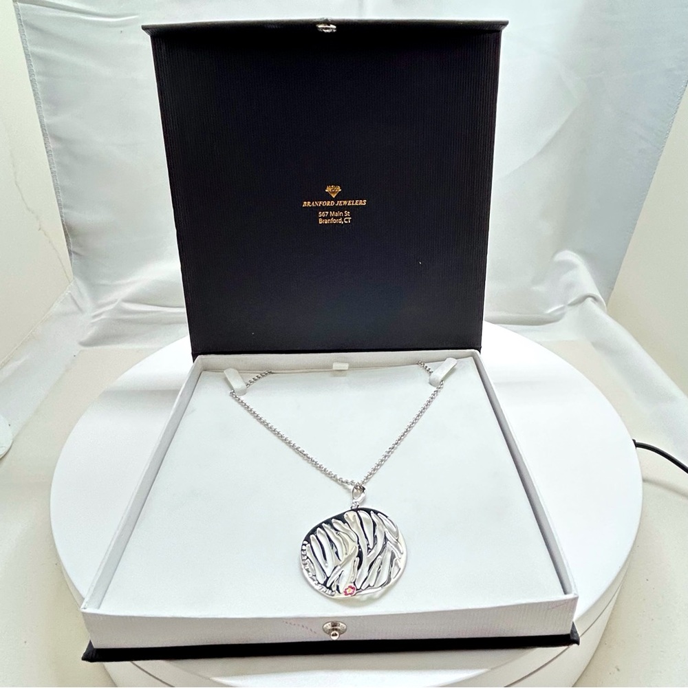 Lauren Adams, Bradford Jewelers, Ct, Long Silver Plate Pendant Necklace, NIB - Picture 6 of 9